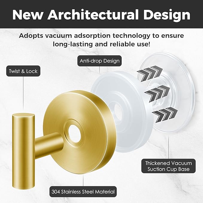 Shower Hooks for Inside Shower, No-Drill Removable&Reusable Towel Hooks for - Image 2