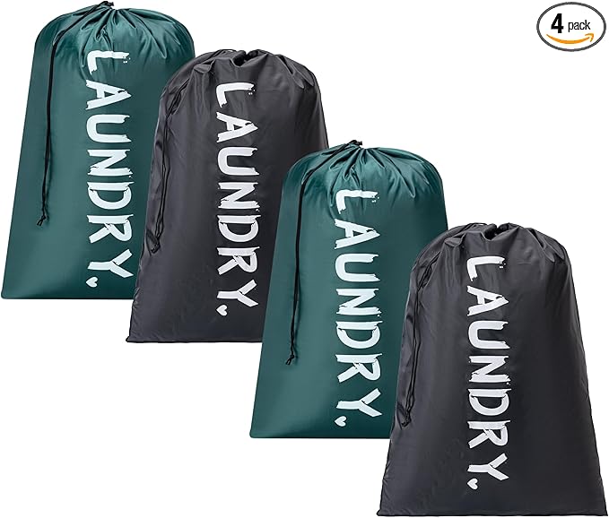 4 Pack XL Travel Laundry Bag, Machine Washable Dirty Clothes Organizer by Unknown