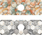 2 Pack Hexagon Marble Sink Splash Guard Faucet Mat Gold Glitter Lines Marble by Unknown
