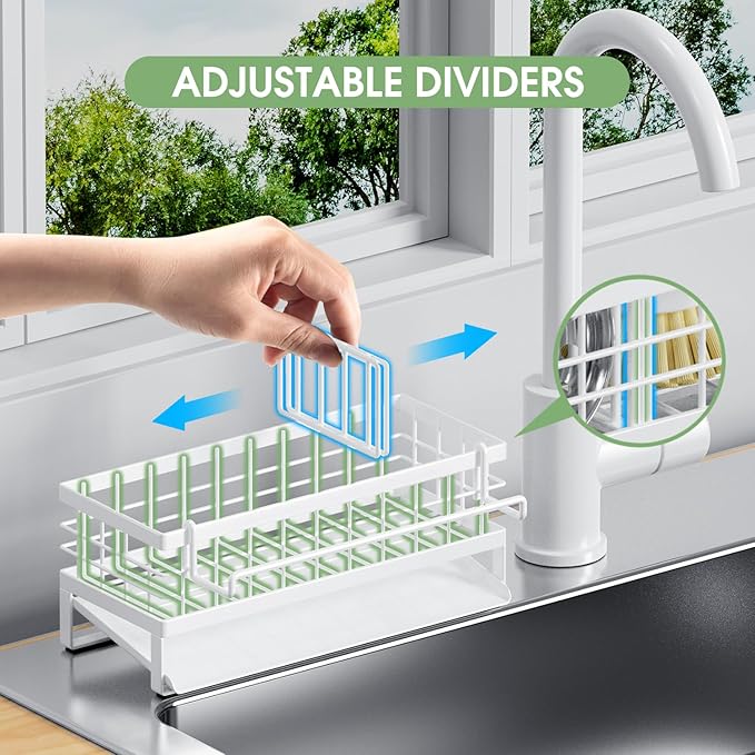 Self-Draining Kitchen Sink Caddy, Rustproof Non-Slip Sponge Holder - Image 5