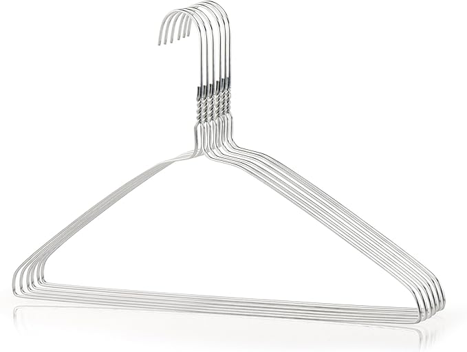 HANGERWORLD Silver Metal Wire Clothes Hangers 16inch 13 Gauge Clothes Garment - Image 5