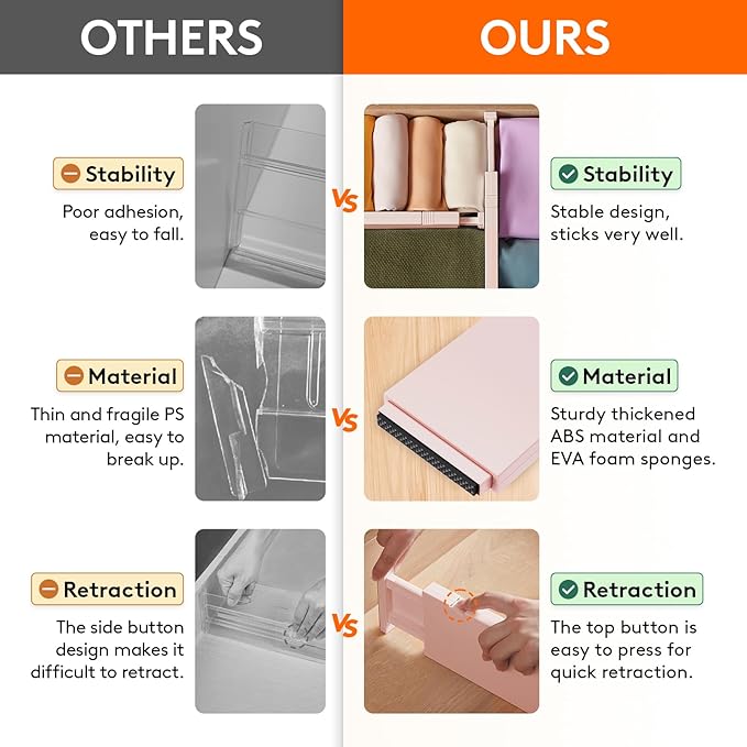 Lifewit 6 Pack Drawer Dividers 4" High 28-43.5cm/11-17" Adjustable Drawer - Image 4