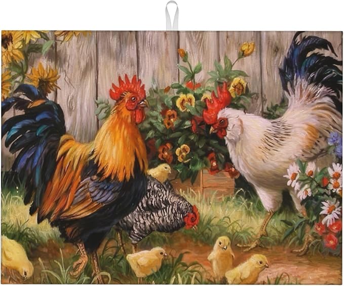 Chicken Family Dish Drying Mats by Unknown