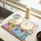 Spring Floral Jars Rustic Dish Drying Mat - Image 5