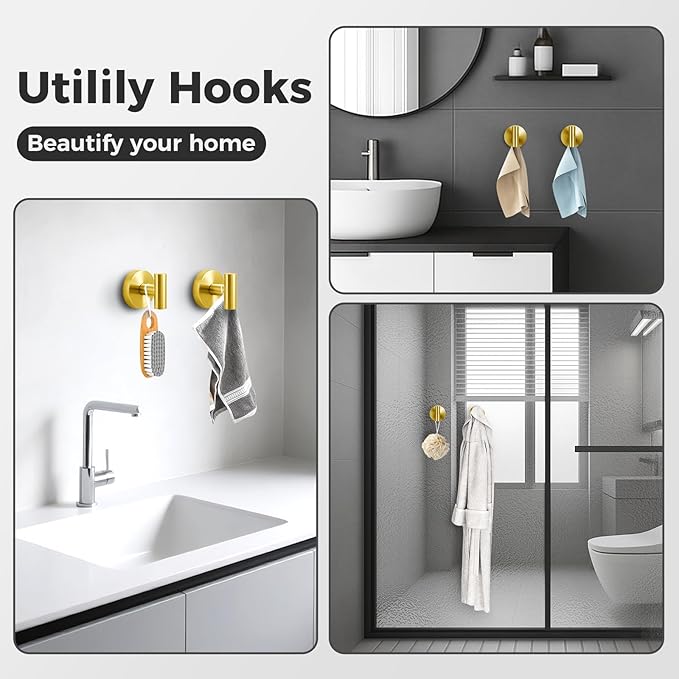 Shower Hooks for Inside Shower, No-Drill Removable&Reusable Towel Hooks for - Image 5