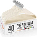 HOUSE DAY Ivory Velvet Hangers 40 Pack, Non Slip Clothes Felt Hanger Heavy Duty by HOUSEDAY