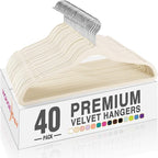 HOUSE DAY Ivory Velvet Hangers 40 Pack, Non Slip Clothes Felt Hanger Heavy Duty by HOUSEDAY