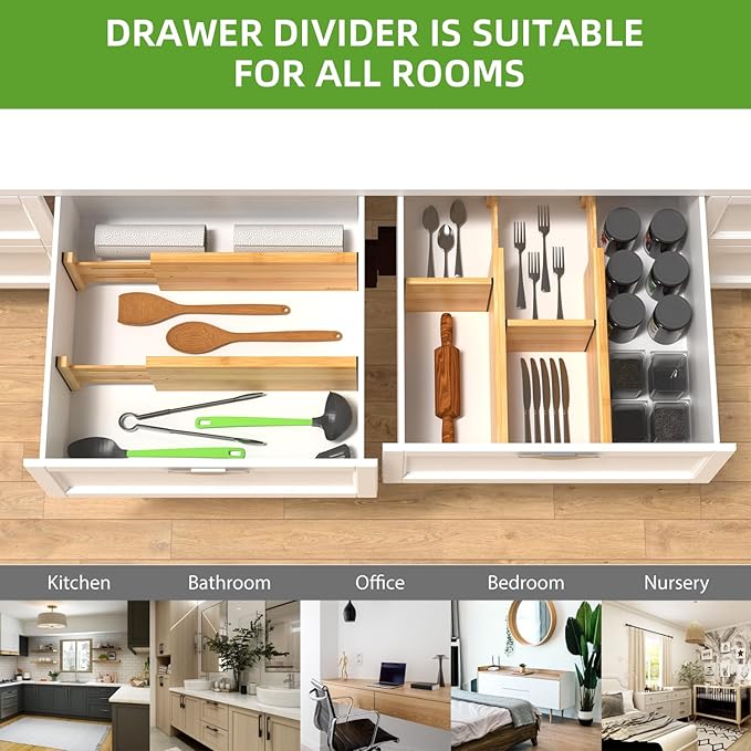 ANTOWIN 4 Pack Expandable Drawer Dividers, 4.7'' High, Extend from 12.2'' to - Image 7