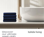 Luxury Silver-Infused Navy Blue Washcloths 4-Pack Set, 12.9"x12.9" - Image 8