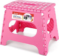 ACSTEP Folding Step Stool for Adults-11 Height Lightweight Plastic Stepping Stool. Foldable Step Stool Hold up to 300lbs Non Slip Collapsible Stool Pink by ACSTEP