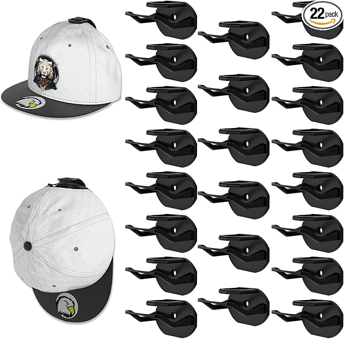 22 Pack Adhesive Hat Hooks for Wall, Super Strong Hat Rack for Baseball Caps by Niunuerga