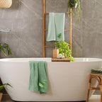 3Pcs Sage Green Gradient Hand Towels Tropical Palm Leaves Embroidered Cotton - Image 7