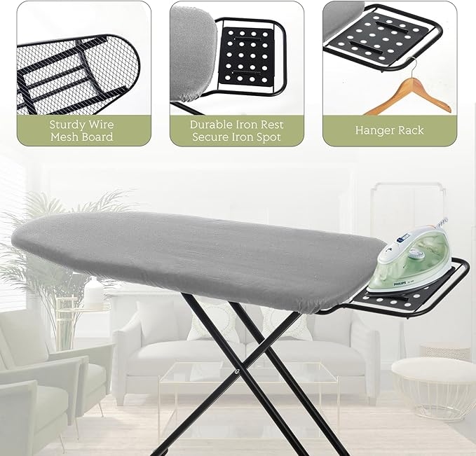 Ironing Board Full Size, RAINHOL 43"x13" Heavy Duty Compact Iron Board - Image 4