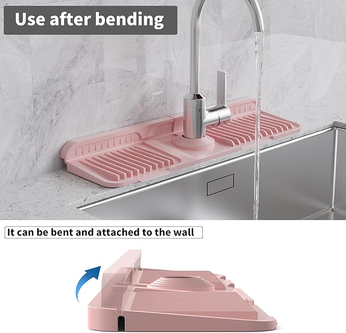 WAFT YEARN 17X5 Inch Silicone Durable Faucet Mat Kitchen Sink Splash Guard - Image 5