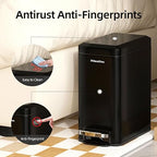 Slim Bathroom Trash Can with Lid Soft Close, 6 Liter/1.6 Gallon Stainless Steel - Image 3