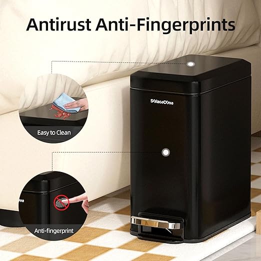 Slim Bathroom Trash Can with Lid Soft Close, 6 Liter/1.6 Gallon Stainless Steel - Image 3