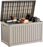 DRATO 280 Gallon Deck Box, Waterproof Resin Large Outdoor Storgae Box for Patio Furniture, Patio Cushions, Gardening Tools, Pool Supplies, Lockable（Gray，280 Gallon） by DRATOprovidesawarmandcozy