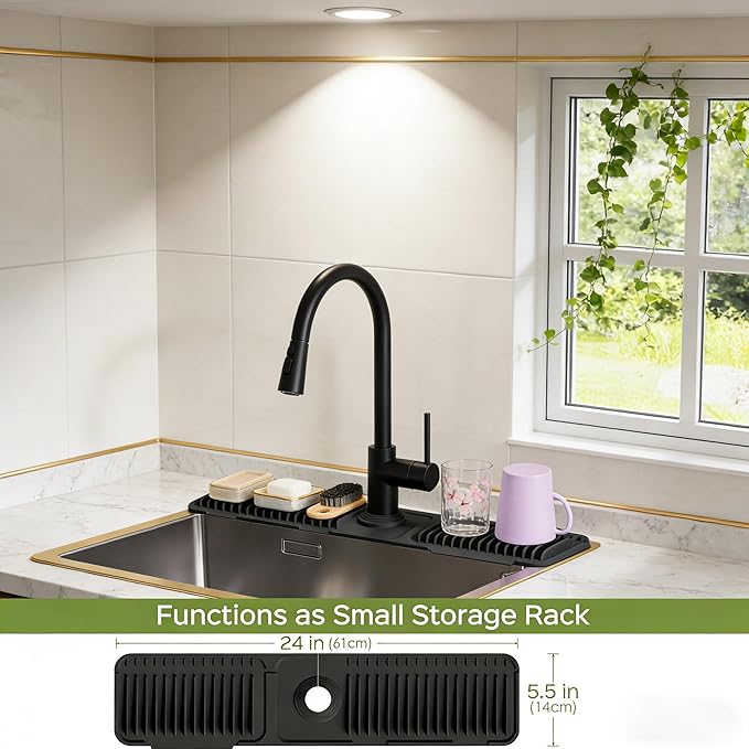 Silicone Faucet Mat for Kitchen Sink, Kitchen Sink Splash Guard Behind Faucet - Image 8