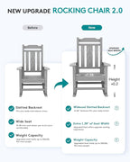 SERWALL Oversized Rocking Chair Set of 2 Outdoor, HDPE Outdoor Rocking Chair Set of 2, Space Gray - Image 6