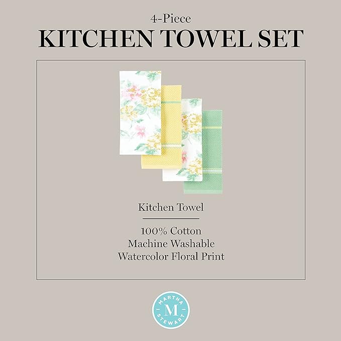 Martha Stewart Amber Floral Kitchen Towel Set 4-Pack - Image 10