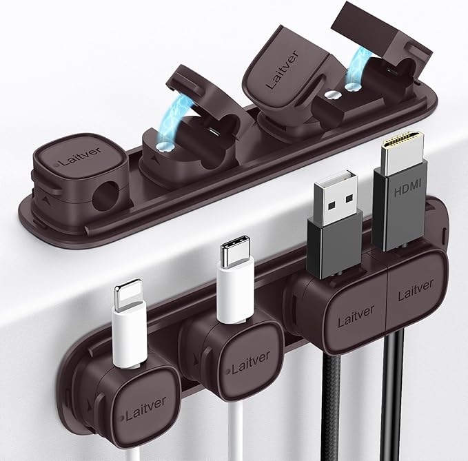 6 Pack Magnetic Cable Clips, Laitver Cord Organizer Holder Strong Adhesive Desk by Unknown