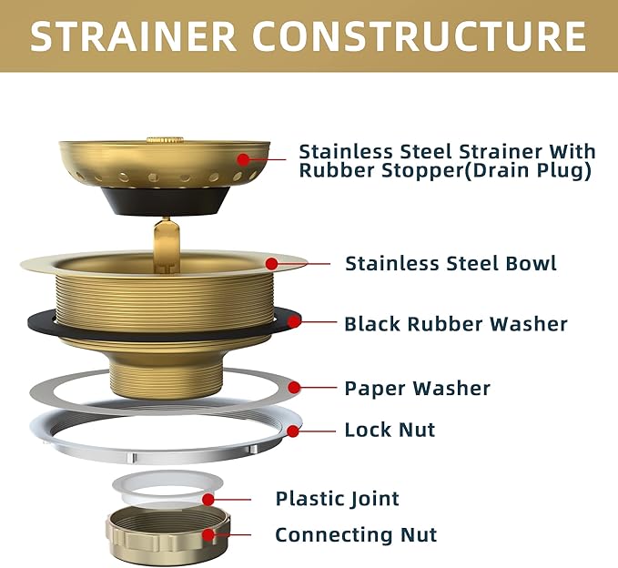 Kitchen Sink Drain Gold Sink Drain Strainer - Image 8