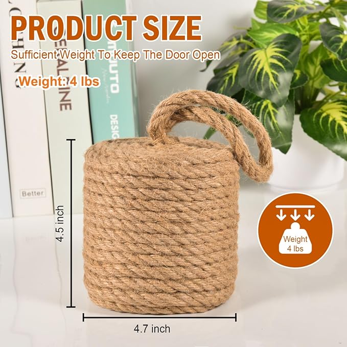 Decorative Door Stoppers for Bottom of Door4 lb Rope Knot Door Stop Weighted - Image 2