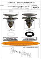 Artiwell Universal Bathroom Sink Drain Stopper, Fits Most Pop-Up Drains - Image 6