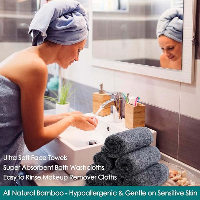 Wash Cloths 12 Pack, Reusable Makeup Eraser Towel, 13x13 inch Large Washcloths - Image 4