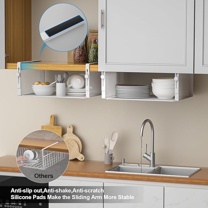 2Pack Under Shelf Basket Organizer, Adjustable Hanging Holder - Image 5