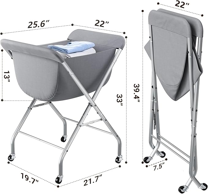 ELYKEN Laundry Cart with Wheels, 33”H Easy Rolling Laundry Hamper with - Image 6