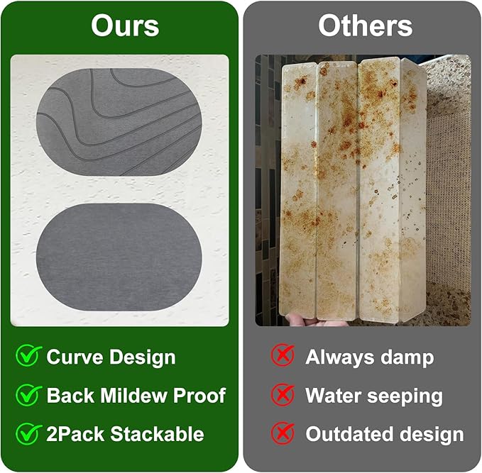 Large Stone Drying Mat for Kitchen Counter of 1 Pack, Double-sided Diatomaceous - Image 5