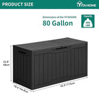 YITAHOME 80 Gallon Outdoor Storage Box, Large Water Resistant Resin Deck Box, Indoor Outdoor Lockable Storage Container for Patio, Garden, Cushions, Tools, Equipment (Black) - Image 7