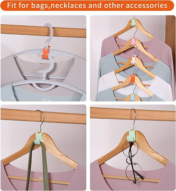 SLMT 50PCS Space-Saving Hanger Connector Hooks, Closet Organizer Extender - Image 5