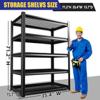 71"H Garage Shelving-3000LBS 5 Tier Storage Shelves,Adjustable Heavy Duty Metal Shelving Unit and Storage Large Wire Rack,Utility Steel Shelf For Shop Warehouse Industrial Pantry Basement 71"x35"x16" - Image 3