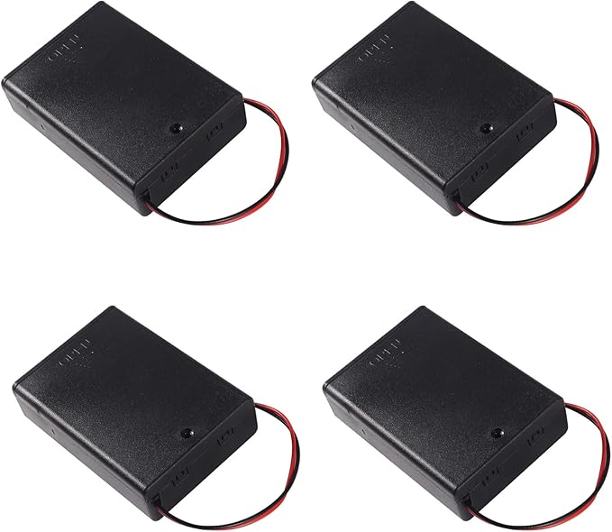 4 Pieces 3 Slots 1.5V AA Battery Case Holder Battery Spring Clip Storage Box by AITIAO