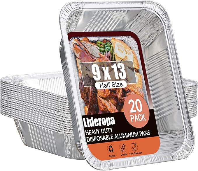 Half Size Aluminum Pans 9x13-20 Pack Aluminum Foil Pans, Heavy Duty Disposable by Unknown