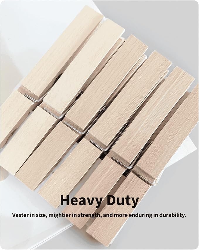 Large Clothes Pins Wooden Clothespins, 4 Inch 48 Pack Heavy Duty Outdoor Pegs - Image 7