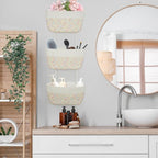 TeoKJ 3-Tier Woven Cotton Wall-Mounted Hanging Storage Baskets, Over the Door - Image 8