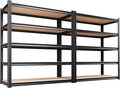 Set of 2 Garage Shelving Heavy Duty Storage Shelves, Metal Adjustable Shelving Unit, Utility Garage Organizer Shelf for Basement, Pantry, Kitchen, Warehouse, 17.7" Dx45.6 Wx71.2 H, Black by Unknown
