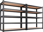 Set of 2 Garage Shelving Heavy Duty Storage Shelves, Metal Adjustable Shelving Unit, Utility Garage Organizer Shelf for Basement, Pantry, Kitchen, Warehouse, 17.7" Dx45.6 Wx71.2 H, Black by Unknown