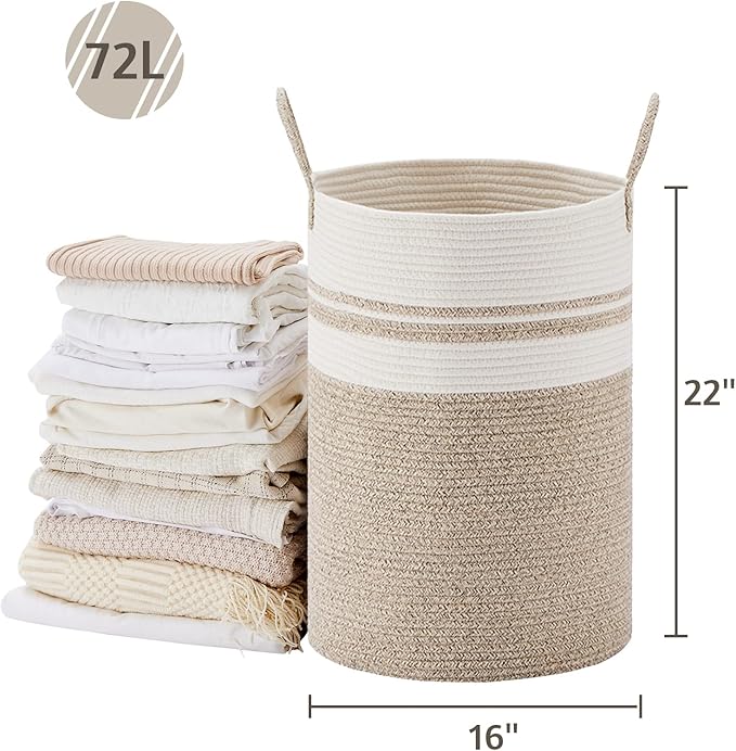 VIPOSCO Large Laundry Hamper, Tall Woven Rope Storage Basket - Image 5