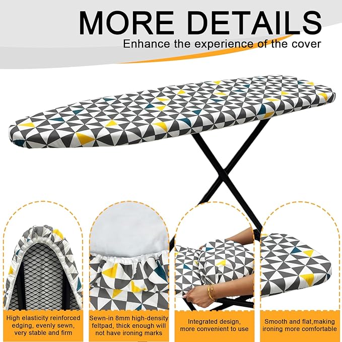 Ironing Board Cover and Pad, Sewn-in Thick Feltpads, Elastic Edge, Fits - Image 3