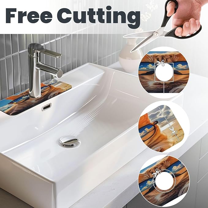 Sunshine Beach Cat Cases Kitchen sink faucet pad, strong water absorption - Image 3