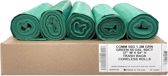 Ultrasac Heavy Duty 55 Gallon Green Trash Bags - Image 2
