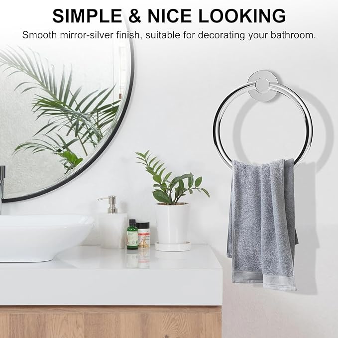 SetSail Towel Holder for Bathroom Wall Screw-in 3 Packs Towel Ring Stainless - Image 6