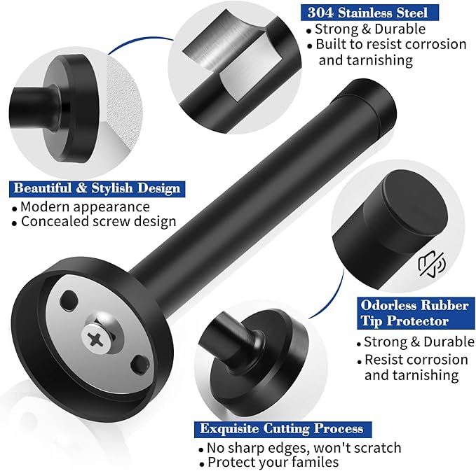 10 Inch Door Stopper, Extra Long Door Stop, Wall Mounted Door Stops Stainless - Image 3