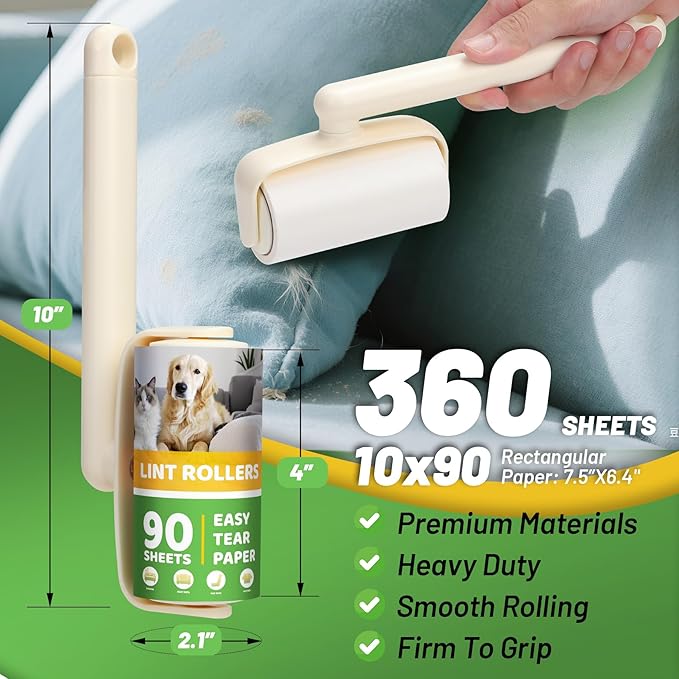 Lint Roller 2-in-1 Rotatable Handle Pet Hair Remover - Image 4