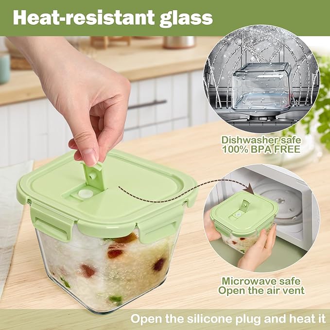 Glass Soup Containers with lids 4 Cup, 32 oz Glass Storage Containers, Tall - Image 5
