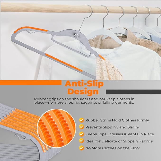 Plastic Hangers 50 Pack, Cascading Slim Space Saving Clothing Hangers - Image 7